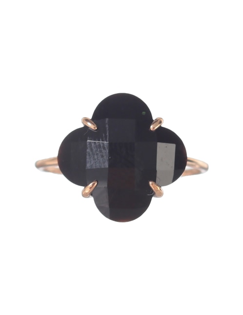 Anillo de trébol Morganne Bello Victoria 18 k de oro rosa ónix brillante