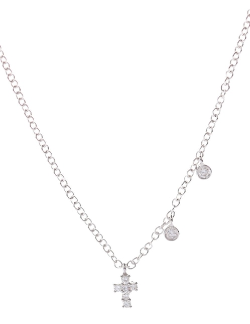 Colgante de cruz de oro blanco 14 K 1