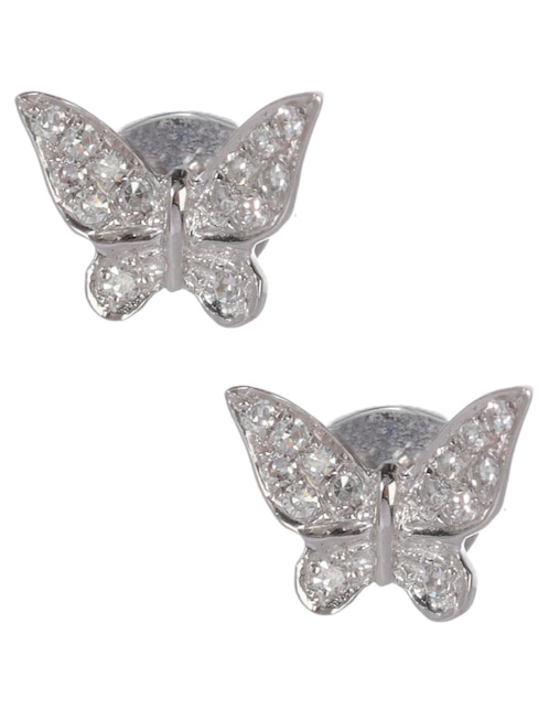 Broqueles de mariposa de oro blanco con acabado pavé diamante 1