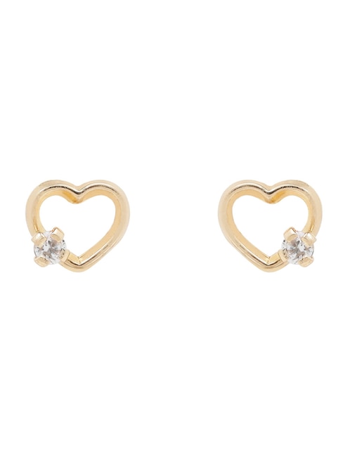 Broqueles de corazón Ttvarios de oro con acabado espejo zirconia