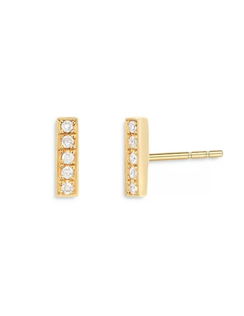 Broqueles rectangulares Zoe Lev de oro con acabado brillante diamante