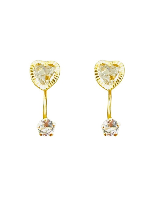 Piercing de corazón Mancini de oro amarillo 10 K con acabado brillante zirconia