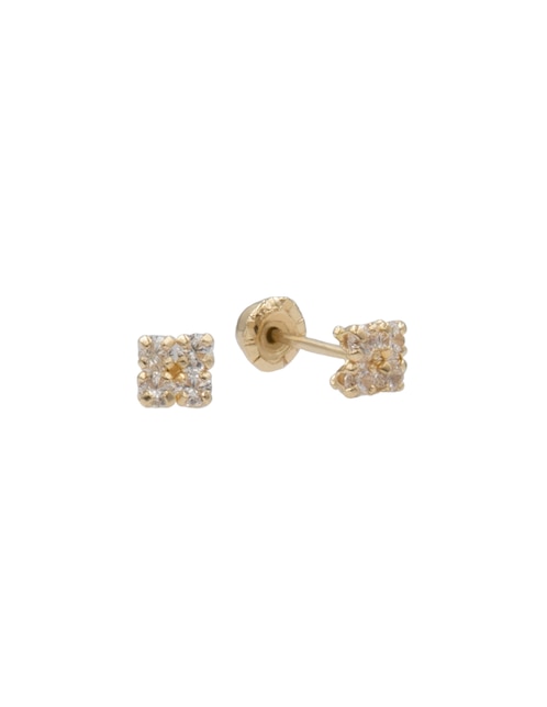 Broqueles cuadrados Casal de oro zirconia