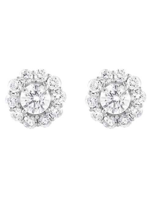 Aretes cortos de flor de oro 14 K con acabado pavé 1