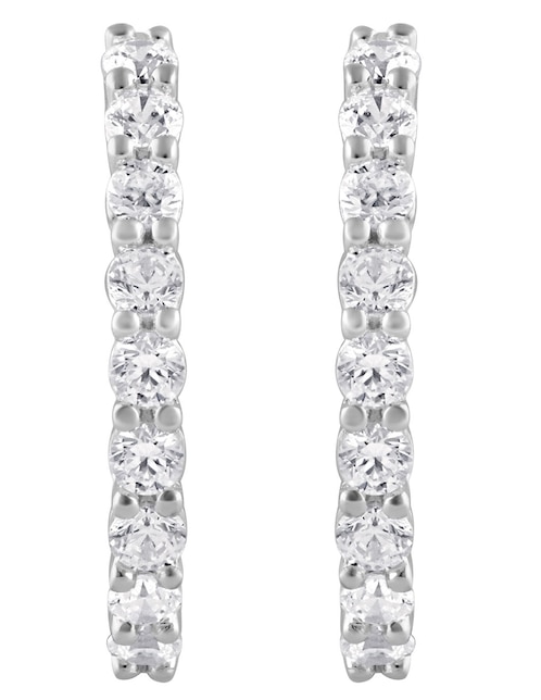 Arracada redonda Ayla de oro blanco 14 k diamante de laboratorio