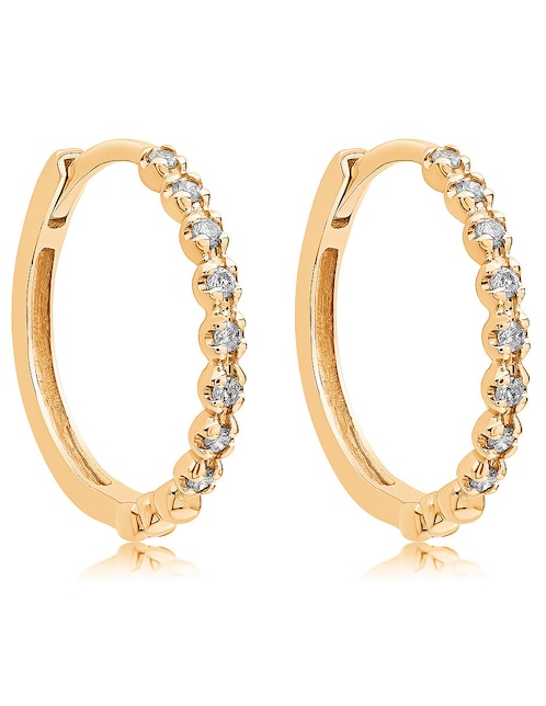 Aretes redondos de oro con acabado brillante diamante 1