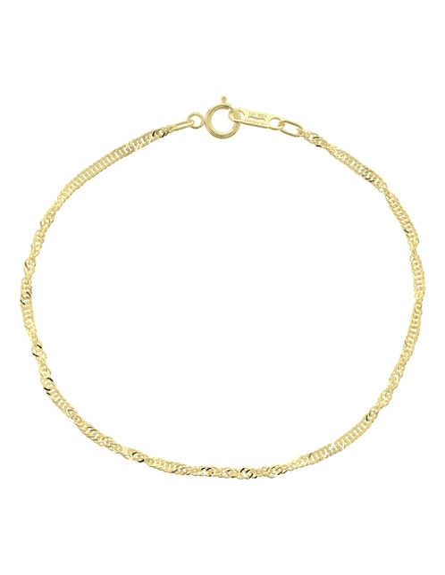 Pulsera D Cadena de oro 14 K con acabado brillante