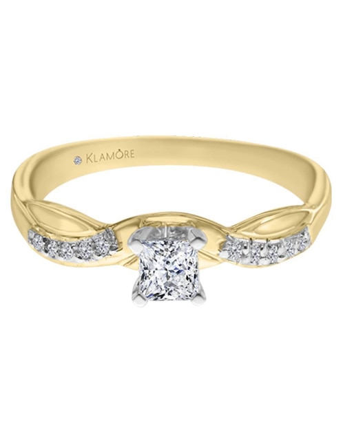 Solitario de oro 14 k klamore diamante