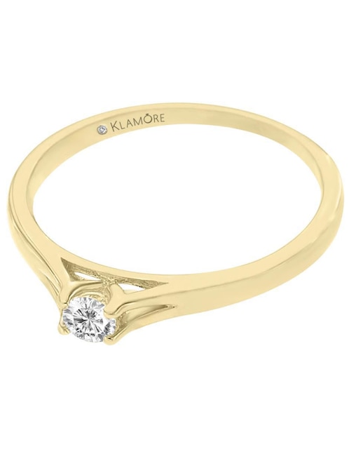 Solitario de oro 14 k klamore diamante