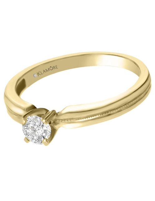 Solitario de oro 14 k klamore diamante