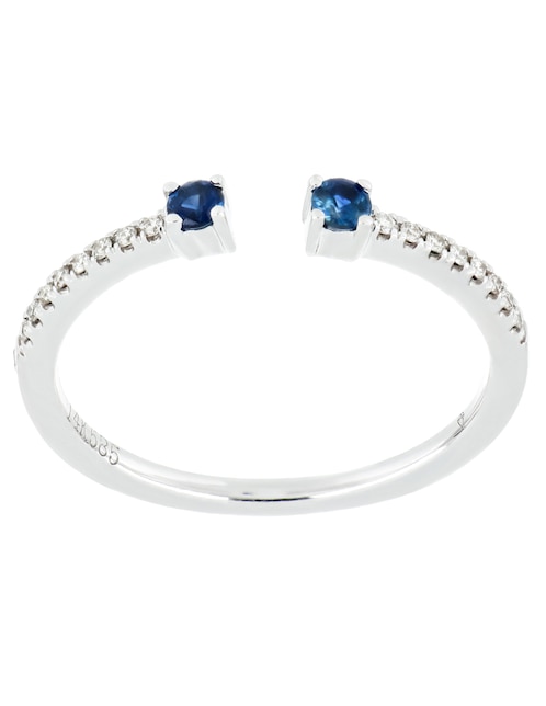 Anillo Valoro Piedras Naturales 14 k de oro blanco zafiro y diamante