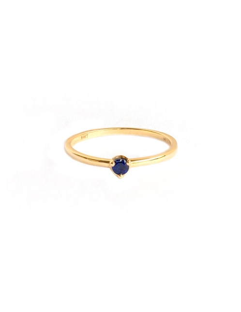 Anillo 14 k de oro amarillo zafiro brillante 1