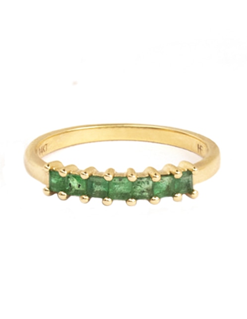 Anillo geométrico Helodia 14 k de oro amarillo esmeralda brillante 1