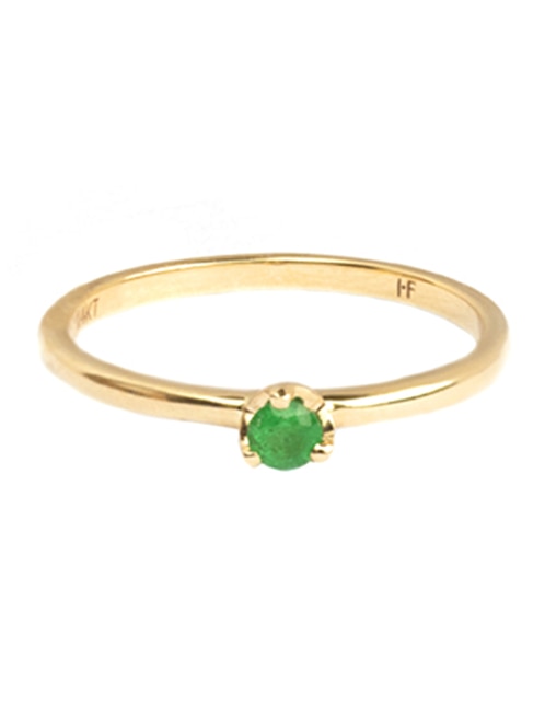 Anillo de corona Acuario 14 k de oro amarillo esmeralda brillante 1