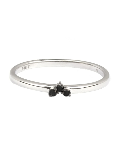 Anillo de corazón Abante 14 k de oro blanco diamante negro brillante 1