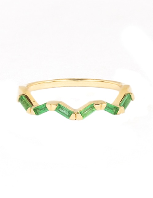 Anillo Ingrata Fortuna Galatea 14 k de oro amarillo esmeralda brillante