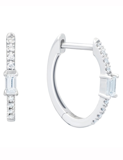 Aretes redondos de oro blanco con acabado pavé diamante 1