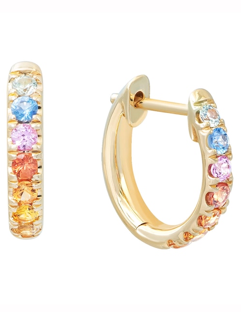 Aretes redondos de oro con acabado pavé zafiro 1