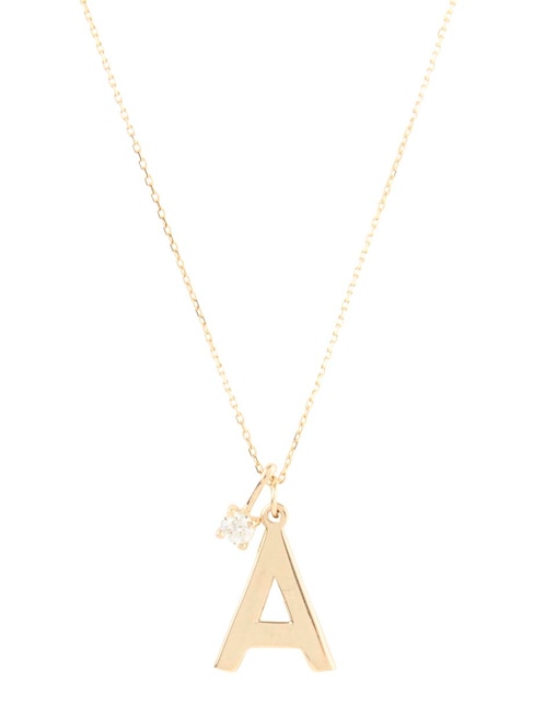 Collar con dije de letra a de oro amarillo 14 K 1
