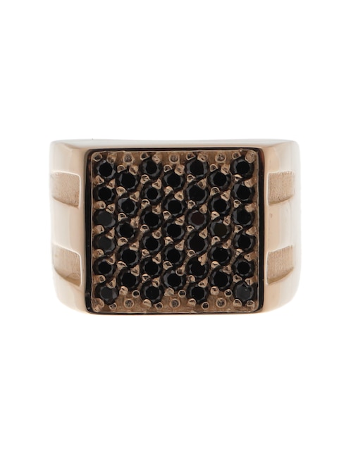 Anillo cuadrado Fonelli 14 k de oro amarillo diamante negro