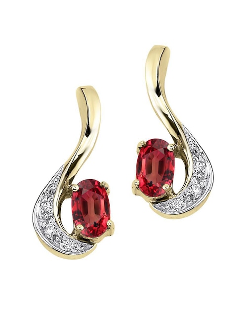 Aretes ovalados Fascinare Loris de oro rubí y diamante