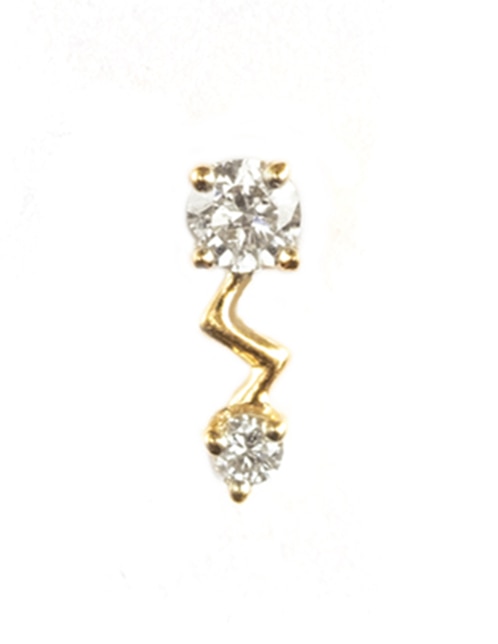 Piercing de rayo de oro con acabado espejo diamante 1