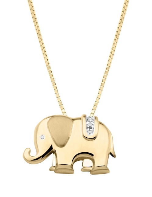 Colgante Y Dije de elefante elefantino de oro 14 K diamante 1