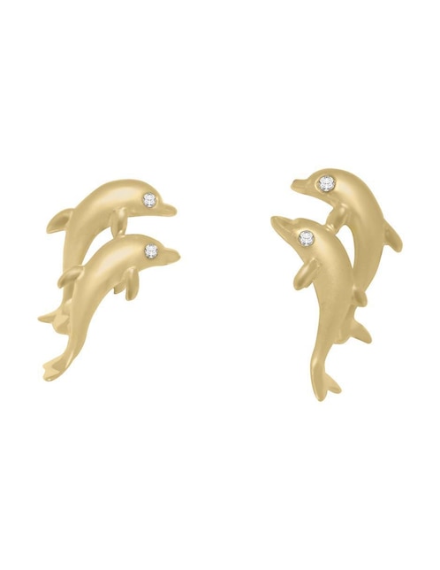 Aretes de delfín Fianelli Delfín de oro con acabado brillante diamante
