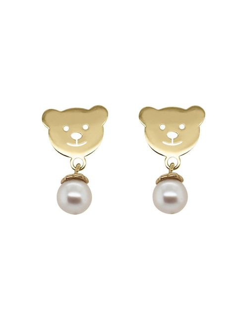 Aretes de oso Fianelli Ilse de oro con acabado brillante perla