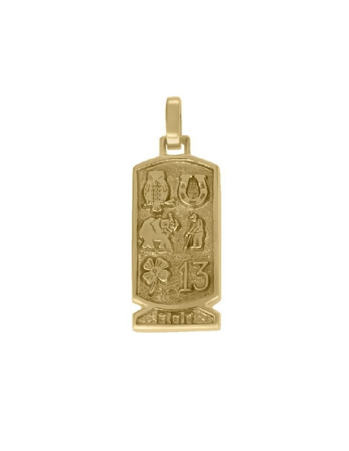 Dije rectangular Fianelli kartush de oro 14 K