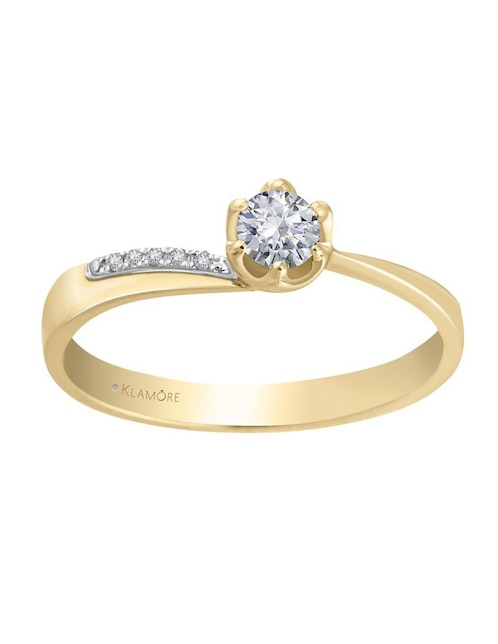 Solitario "de" oro 14 k klamore diamante