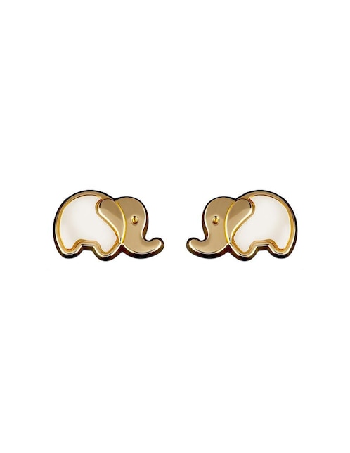 Broqueles de elefante Giallo de oro amarillo 14 K con acabado espejo madre perla