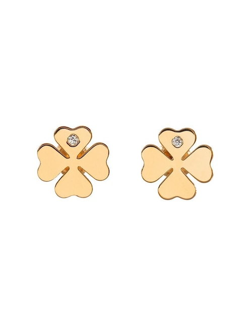 Broqueles de flor Giallo de oro con acabado espejo zirconia
