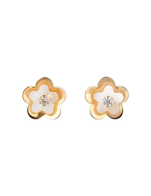 Broqueles de flor Giallo de oro con acabado espejo zirconia