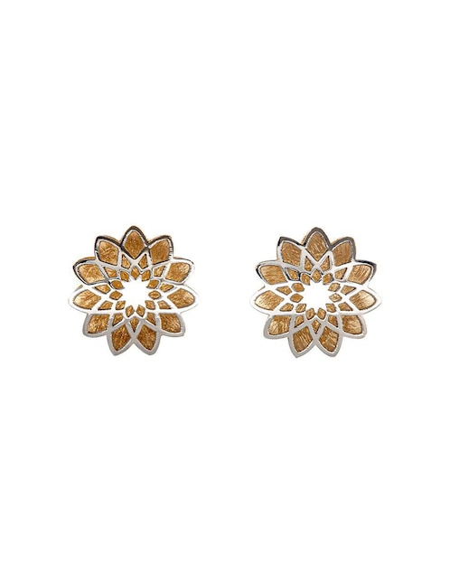 Broqueles de flor Giallo de oro con acabado espejo