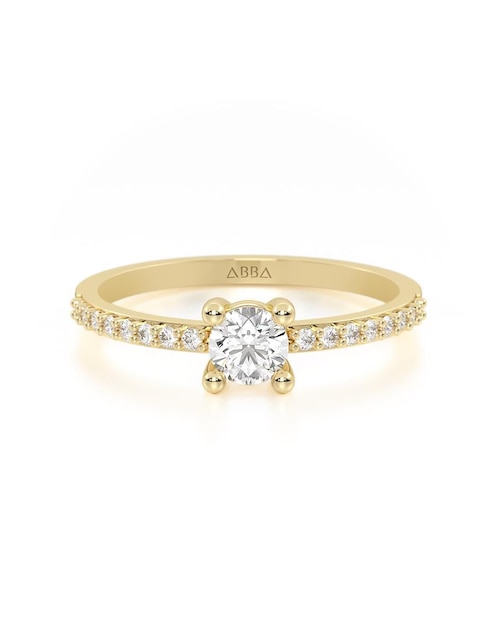 Anillo de compromiso de oro 10 k Abba Joyas zirconia