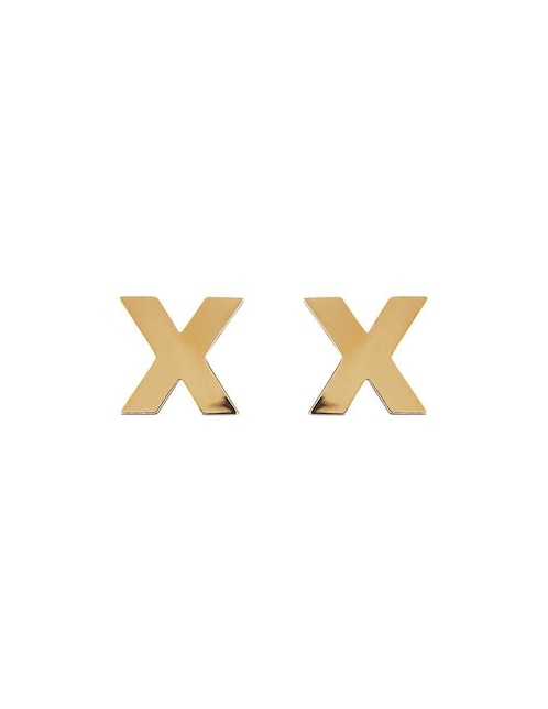 Broqueles de letra x Giallo Exclusiva de oro con acabado espejo