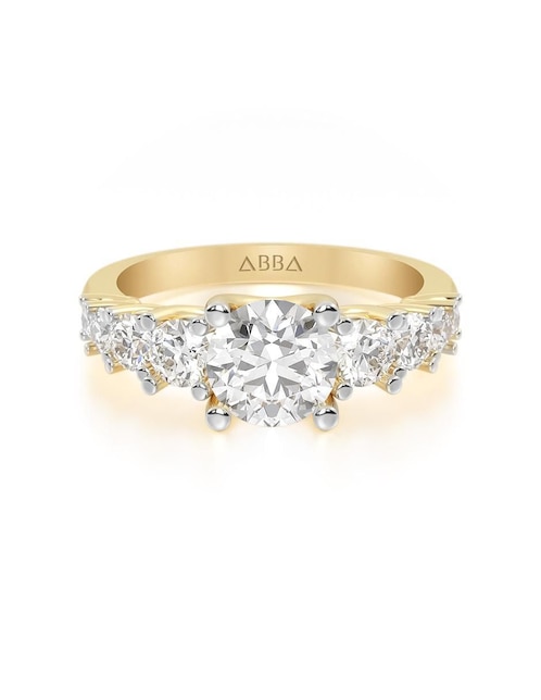 Anillo de compromiso de oro 10 k Abba Joyas zirconia