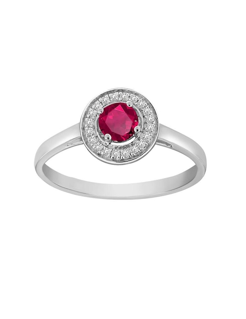 Anillo Fascinare Clara 14 k de oro blanco rubí y diamante pavé