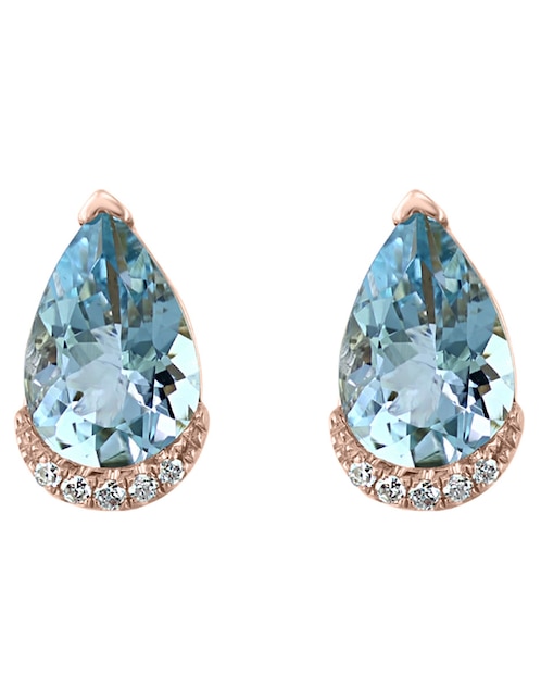 Broqueles de gota Aquarius de oro con acabado pavé diamante y aguamarina 1