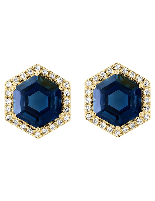 Broqueles hexagonales Effy Ocean Bleu de oro con acabado pavé topacio azul de londres