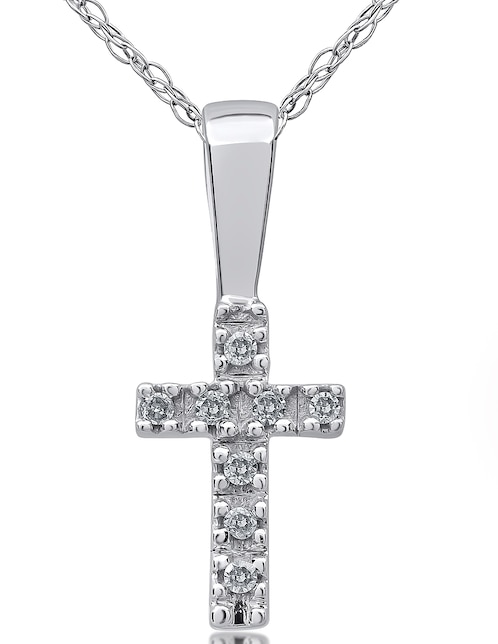 Collar de cruz de oro blanco 14 K 1