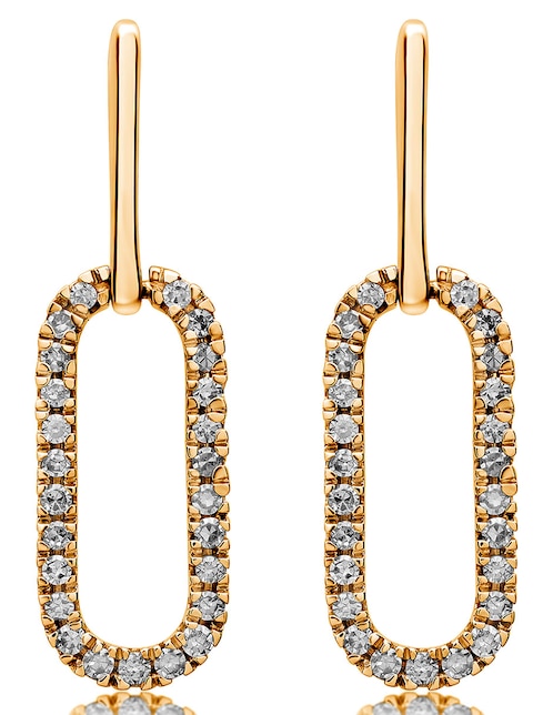 Aretes ovalados de oro con acabado brillante diamante 1