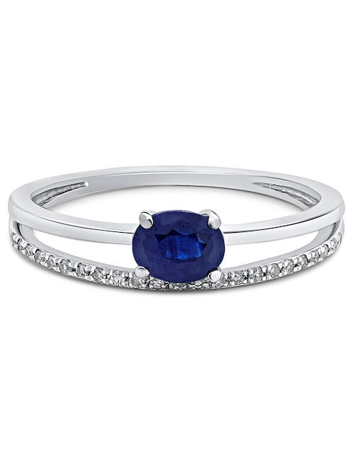 Anillo Jayda 14 k de oro blanco zafiro brillante