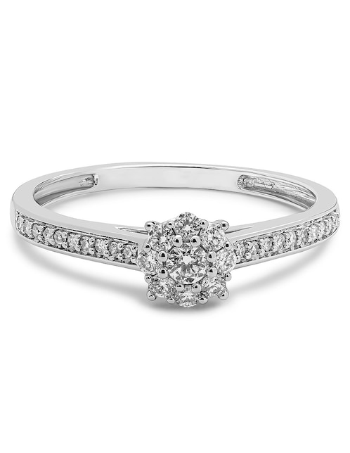 Anillo 14 k de oro blanco diamante brillante 1