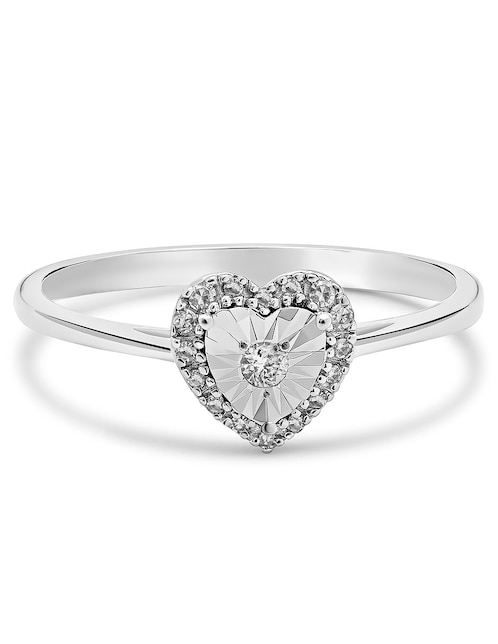 Anillo de corazón Jayda 14 k de oro blanco diamante brillante