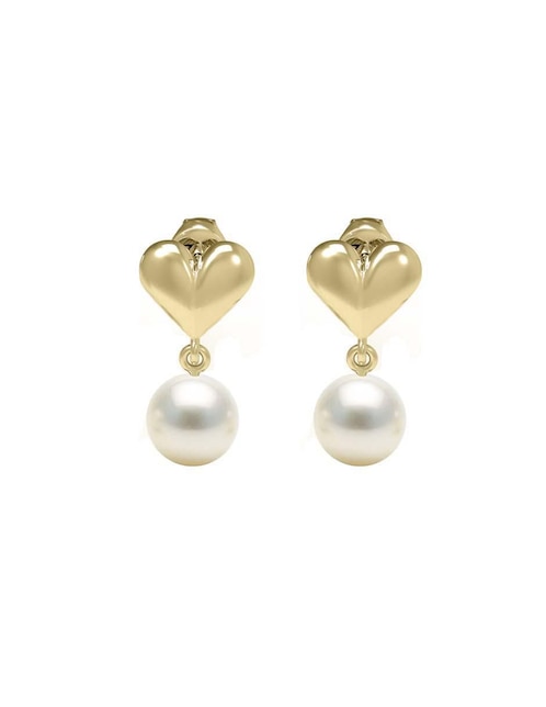 Aretes de corazón Fianelli Dolcezza de oro con acabado brillante perla