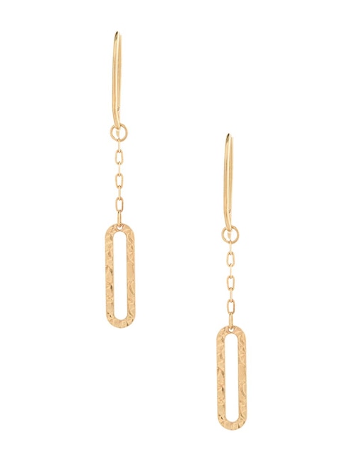 Aretes cortos ovalados Unoaerre de oro 14 k con acabado texturizado