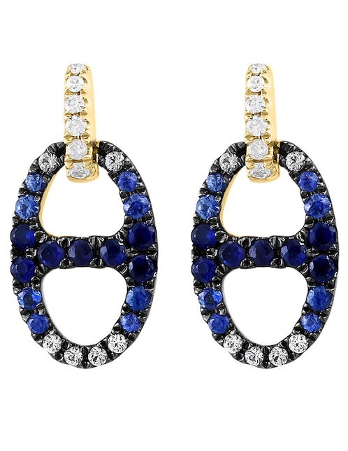 Aretes ovalados Royale Bleu de oro con acabado pavé zafiro y diamante 1