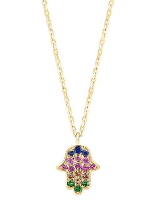 Collar con dije de mano de fátima de oro 14 K 1